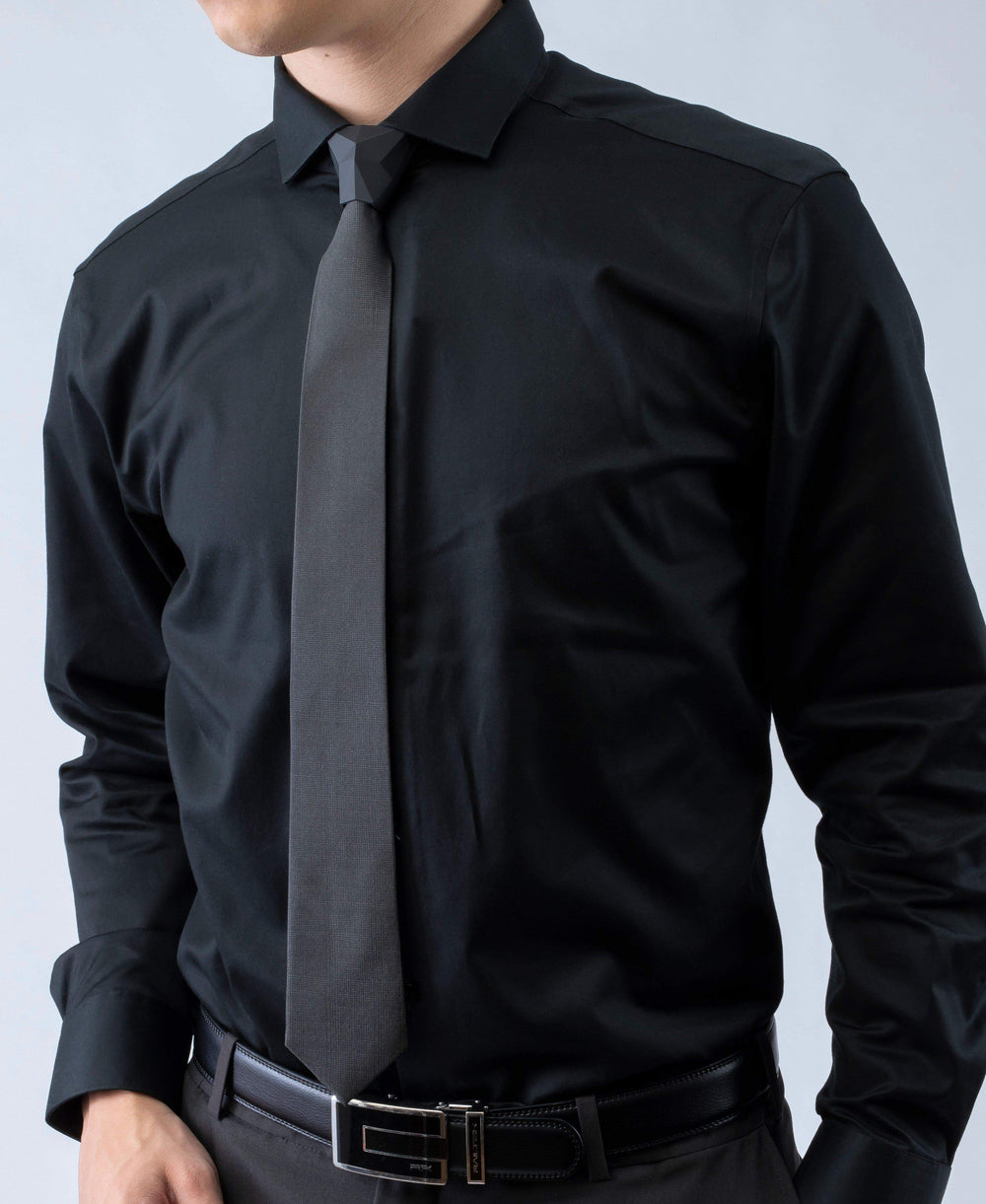 Sharp Obsidian - Solid Black Tie Set - ModernTie.com