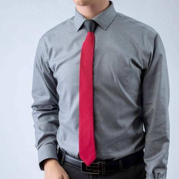 shirt and red tie