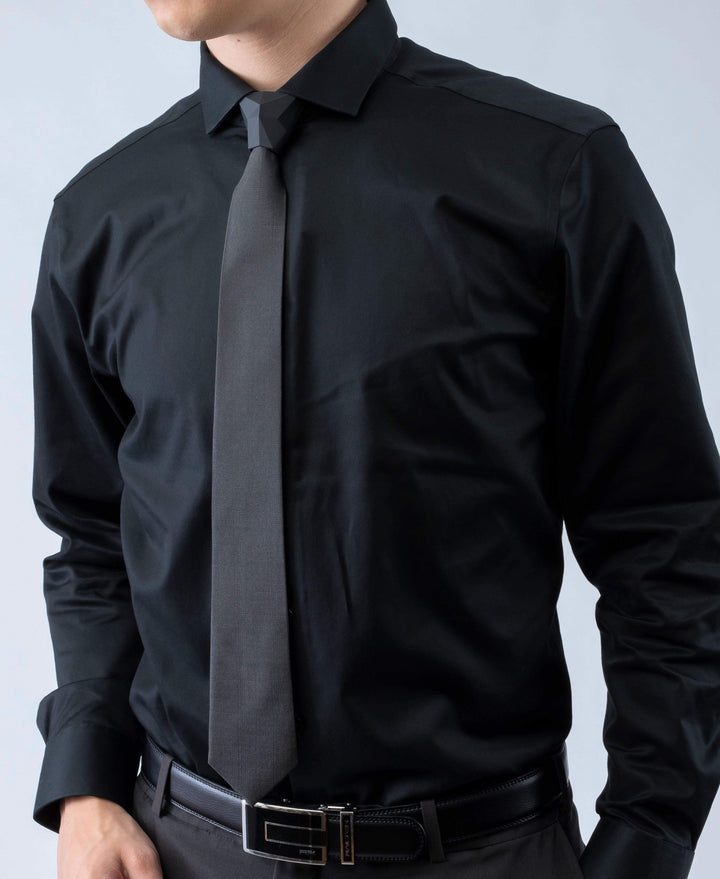 Sharp Obsidian - Solid Black Tie Set - ModernTie.com