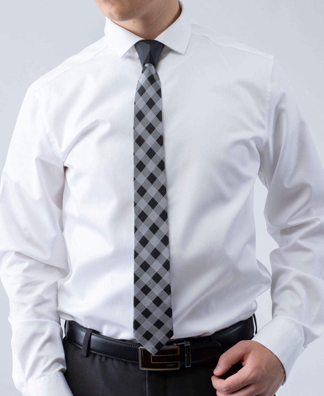 BUFFALO- Gray Checkered Tie - ModernTie.com