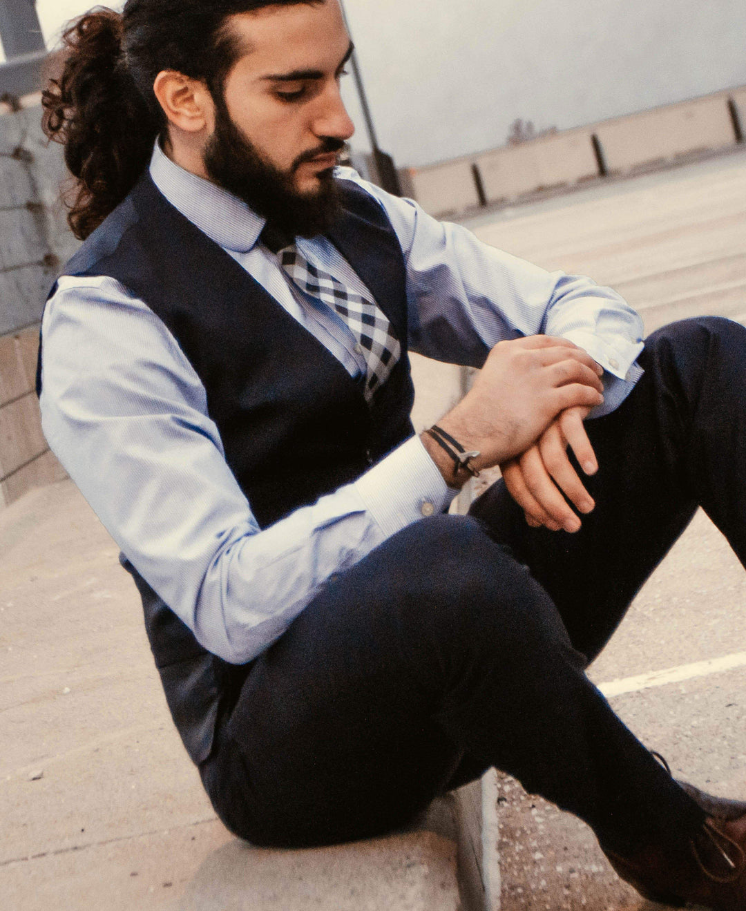 BUFFALO- Gray Checkered Tie - ModernTie.com
