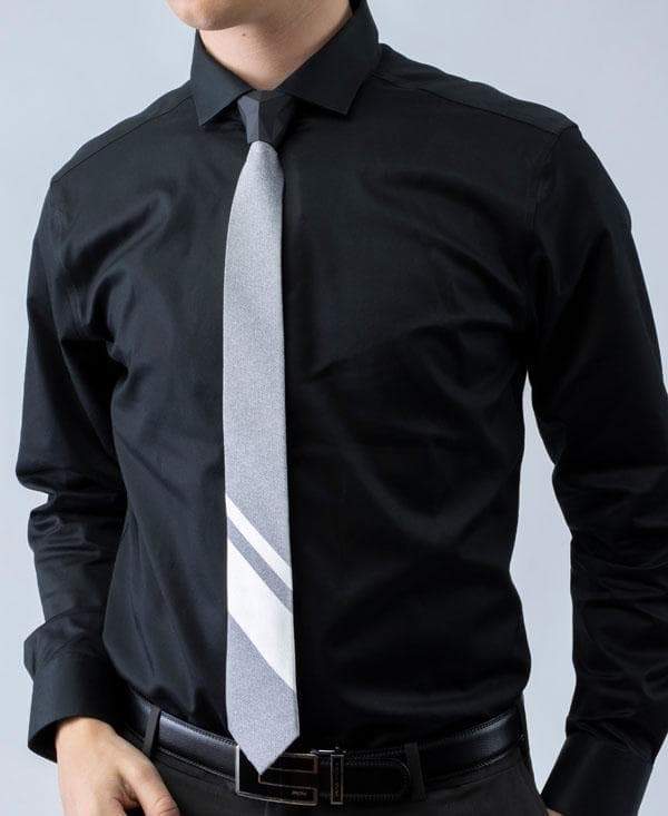 GRAYSCALE - 2 Tone Striped Tipping Athletica - Tie - ModernTie.com