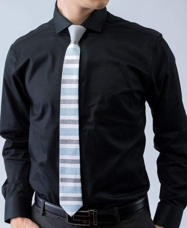 Winter Ash - Blue, White, and Gray Striped Iridescent Tie - ModernTie.com